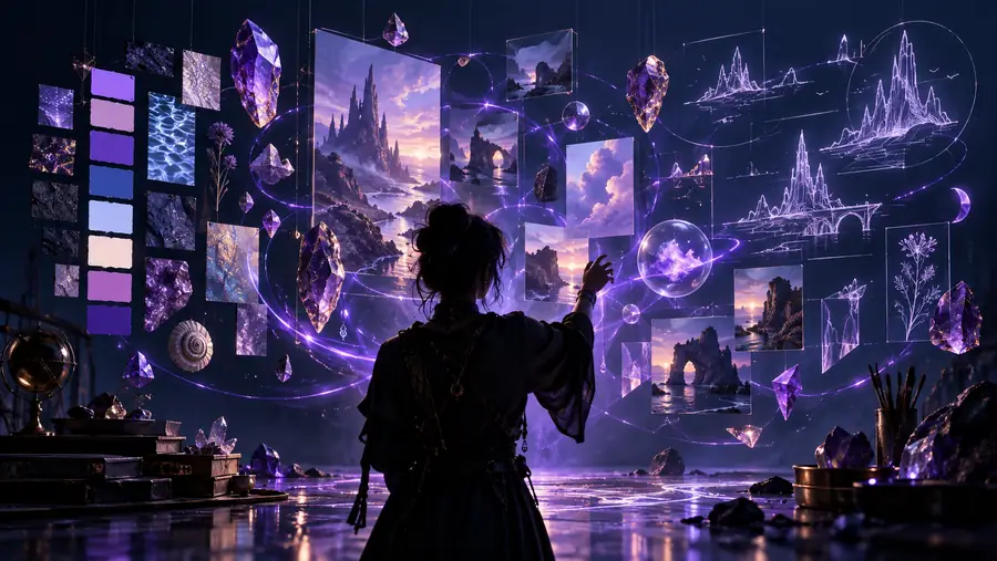 Illustration representing the description stage of an image workflow